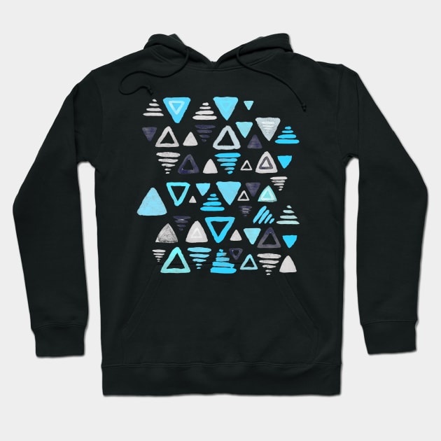 Summer Turquoise Triangles on Grey Hoodie by micklyn